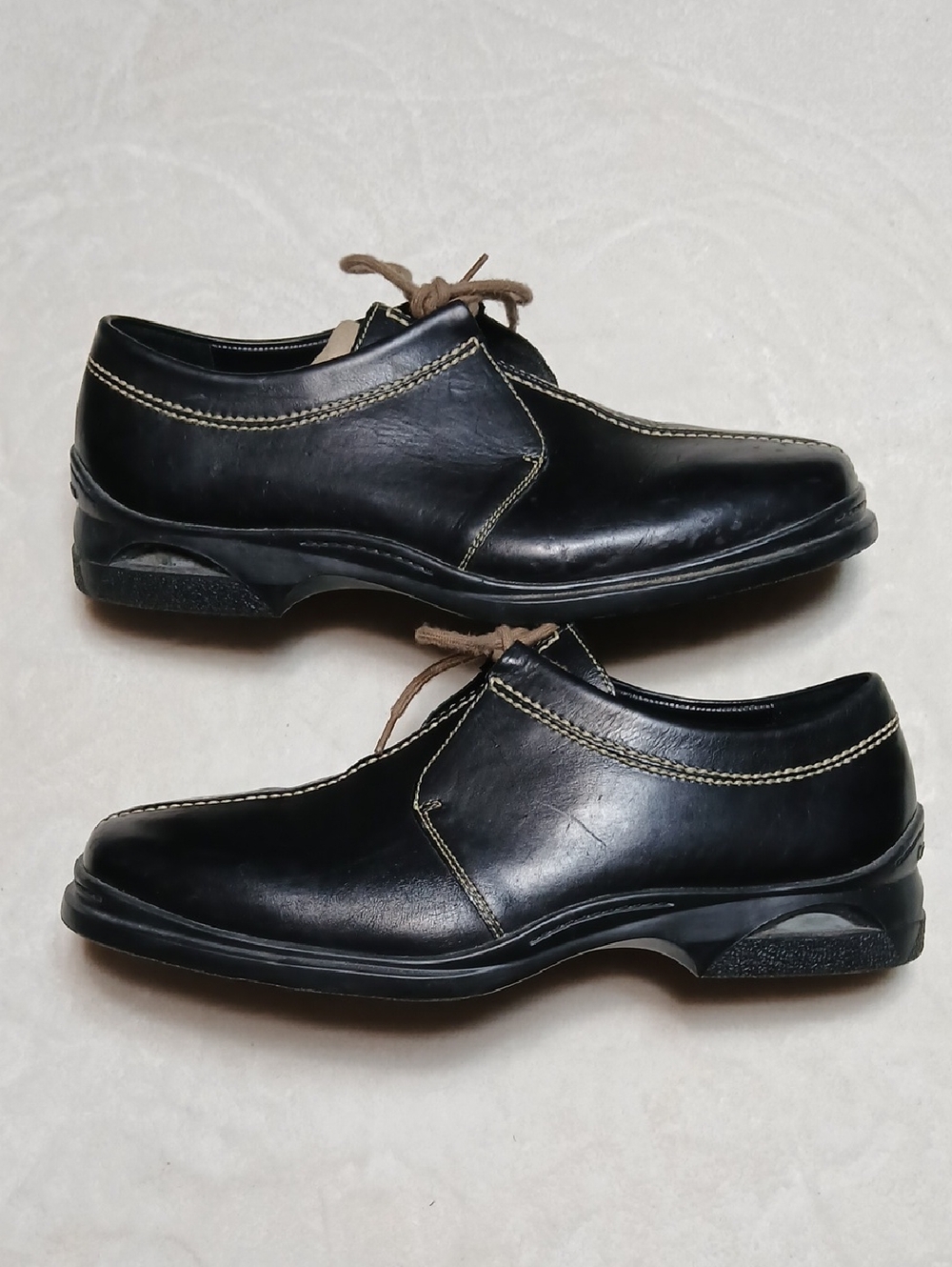 Cole Haan Black Leather Lace-Up Derby Shoes with Contrast Stitching Size 13 M